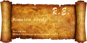 Romsics Ernő névjegykártya